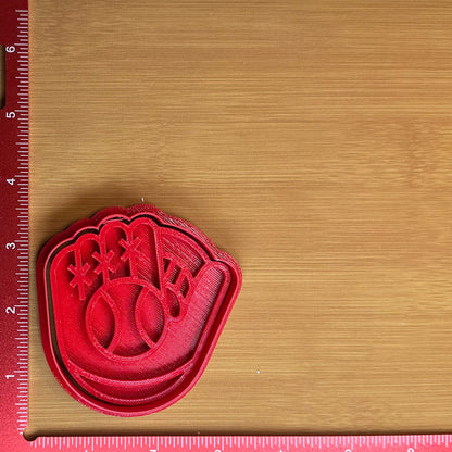 Glove with Ball - Custom 3D Printed Cookie Cutter + Stamp Combo