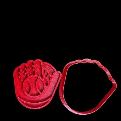 Glove with Ball - Custom 3D Printed Cookie Cutter + Stamp Combo