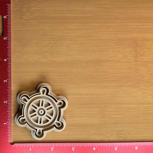 Pirate Ship Wheel - Custom 3D Printed Cookie Cutter + Stamp Combo
