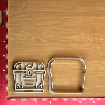 Treasure Chest - Custom 3D Printed Cookie Cutter + Stamp Combo