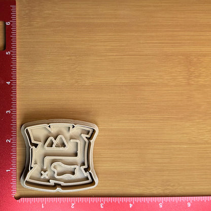 Treasure Map - Custom 3D Printed Cookie Cutter + Stamp Combo