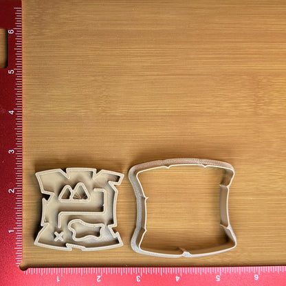 Treasure Map - Custom 3D Printed Cookie Cutter + Stamp Combo