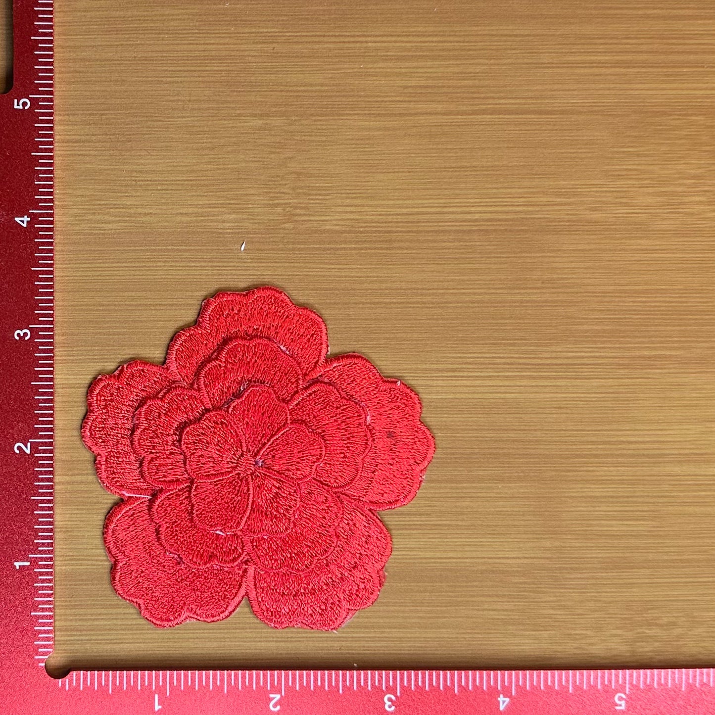Layered Flower - Red - Embroidered Patch