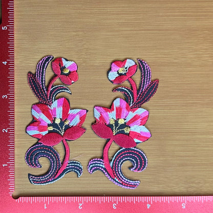 Stemmed Flower - Red - Embroidered Patch