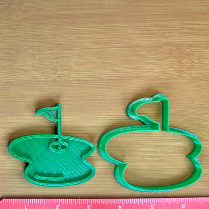 Golf Hole with Flag - Custom 3D Printed Cookie Cutter + Stamp Combo