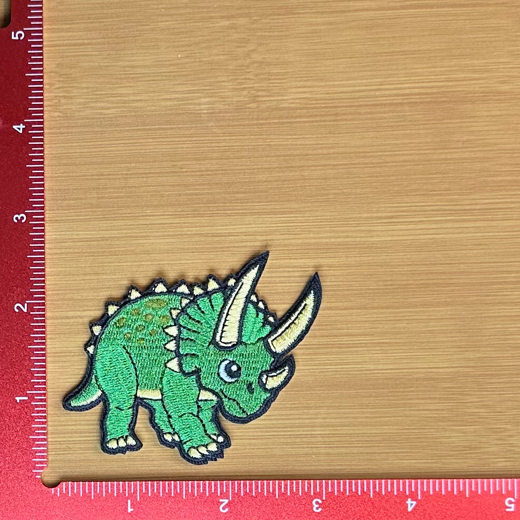 Green Triceratops - Embroidered Patch