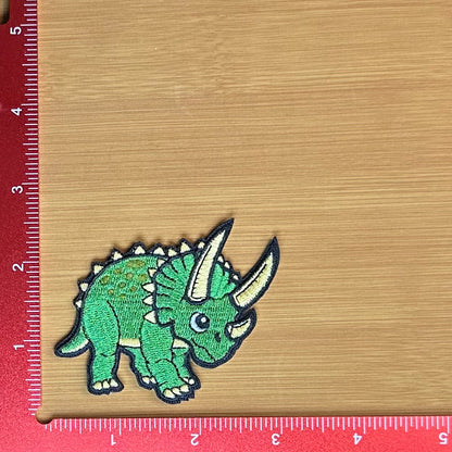 Green Triceratops - Embroidered Patch