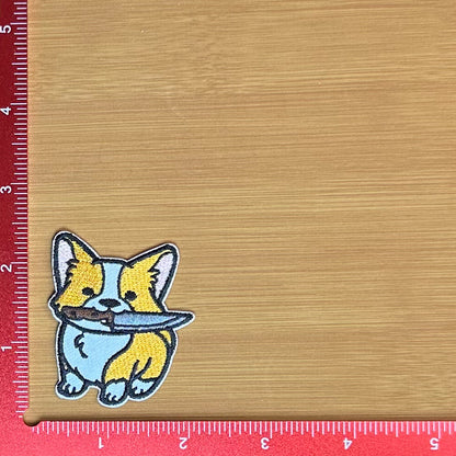 Corgi with Knife - Embroidered Patch