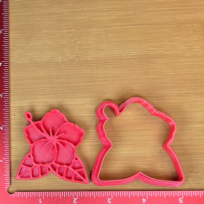 Hibiscus - Custom 3D Printed Cookie Cutter + Stamp Combo