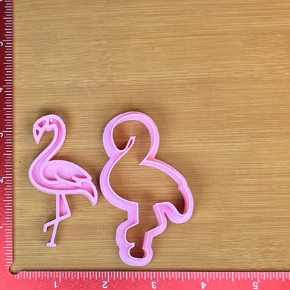Flamingo - Custom 3D Printed Cookie Cutter + Stamp Combo