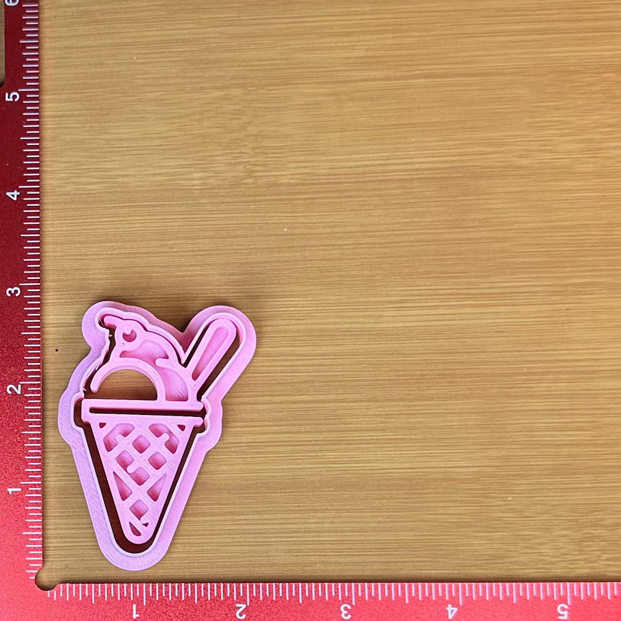 Ice Cream Cone - Custom 3D Printed Cookie Cutter + Stamp Combo