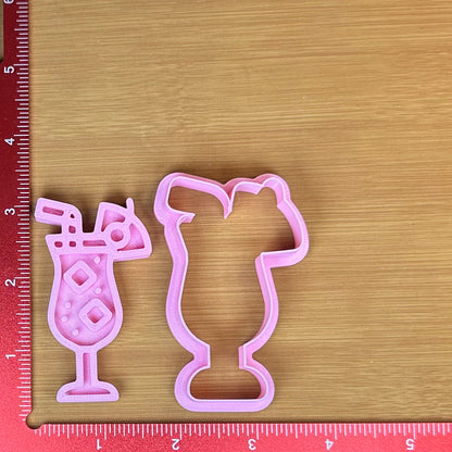 Hurricane Cocktail - Custom 3D Printed Cookie Cutter + Stamp Combo