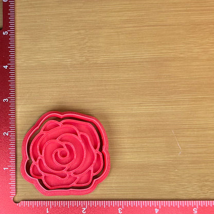 Rose Bloom - Custom 3D Printed Cookie Cutter + Stamp Combo