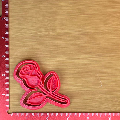 Stemmed Rose - Custom 3D Printed Cookie Cutter + Stamp Combo
