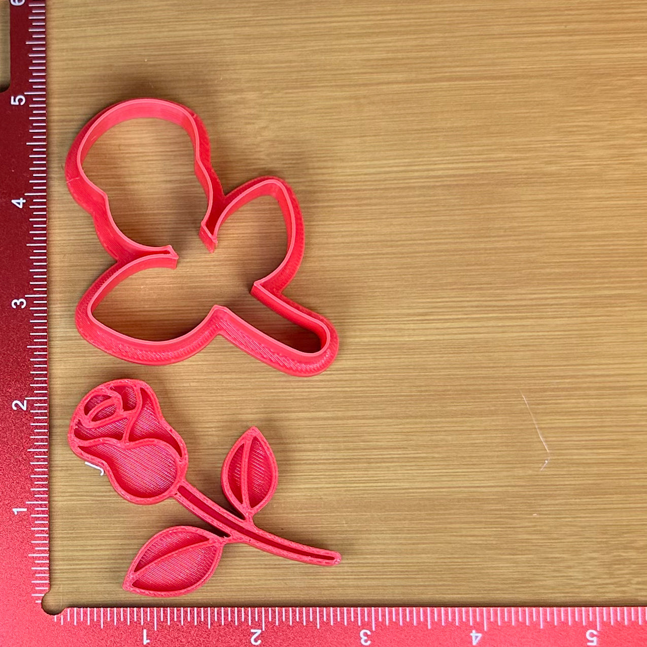 Stemmed Rose - Custom 3D Printed Cookie Cutter + Stamp Combo