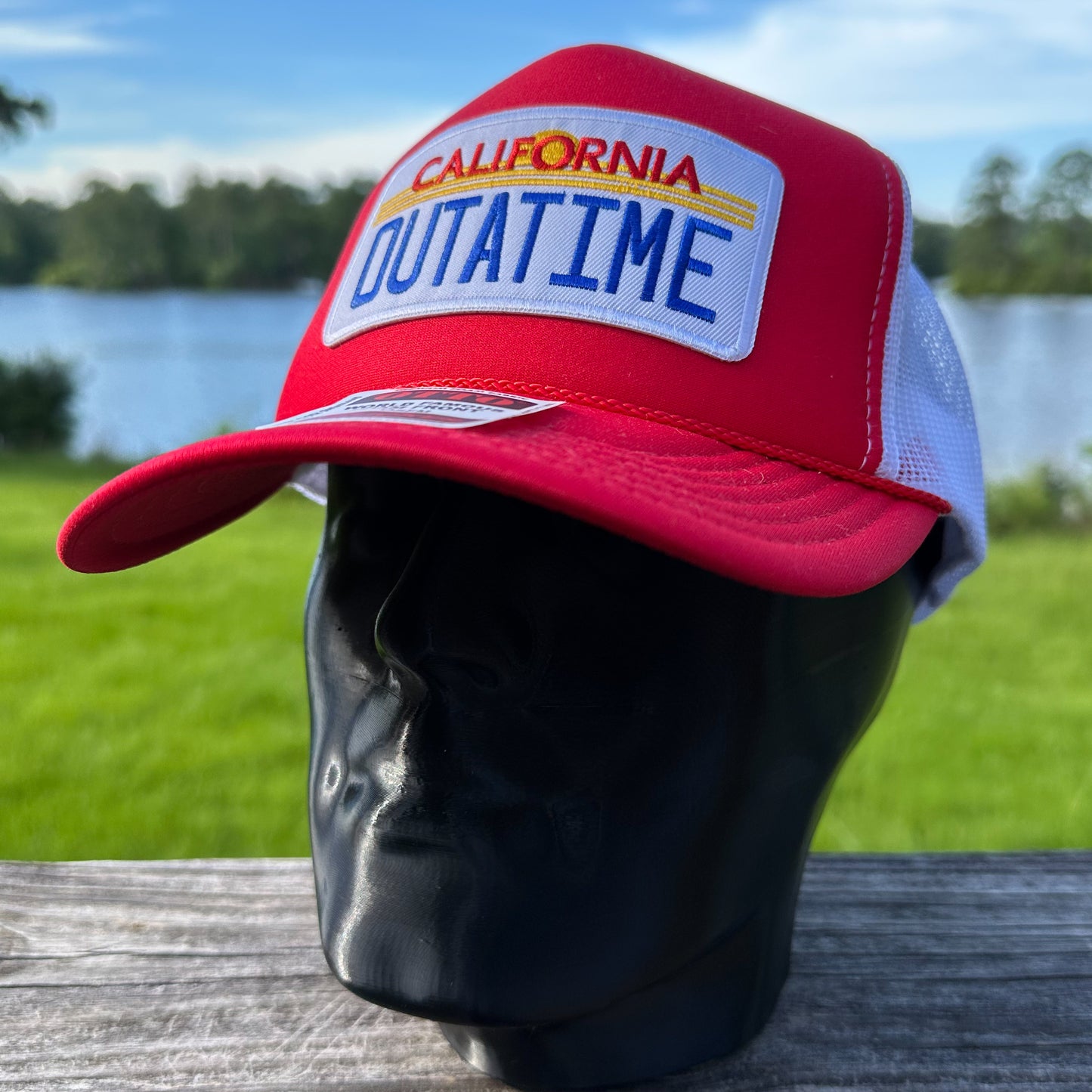 OUTATIME Plate | Red & White Otto Foam Front Rope Trucker Hat