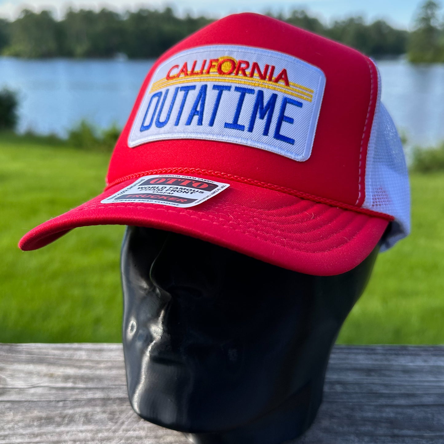 OUTATIME Plate | Red & White Otto Foam Front Rope Trucker Hat