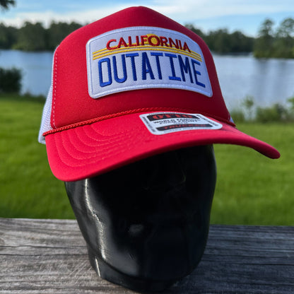 OUTATIME Plate | Red & White Otto Foam Front Rope Trucker Hat
