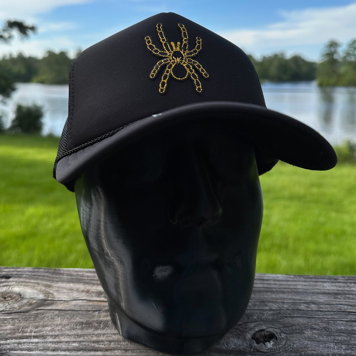 Black & Gold Spider | All Black Otto Foam Front Rope Trucker Hat