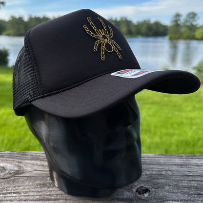 Black & Gold Spider | All Black Otto Foam Front Rope Trucker Hat