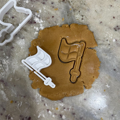 Checkered Referee Flag - Custom 3D Printed Cookie Cutter + Stamp Combo