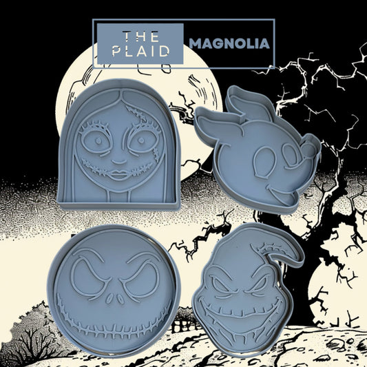 Nightmare Before Christmas, Heads - Custom 3D Printed Cookie Cutter + Stamp Combo