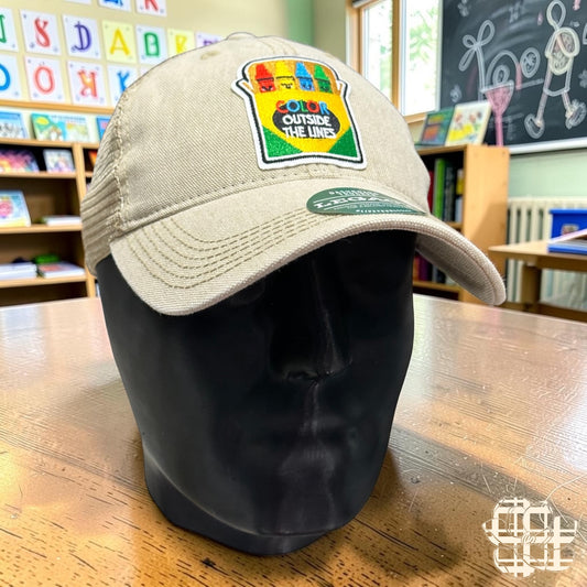 Color Outside the Lines | Legacy Dashboard Trucker Hat | Tan Khaki Cap