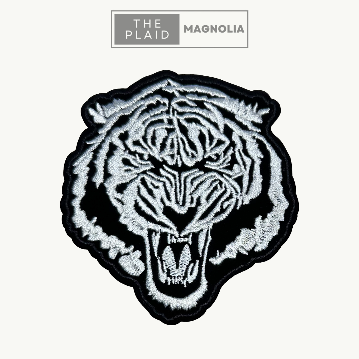 Tiger Head, Black and White - Embroidered Patch