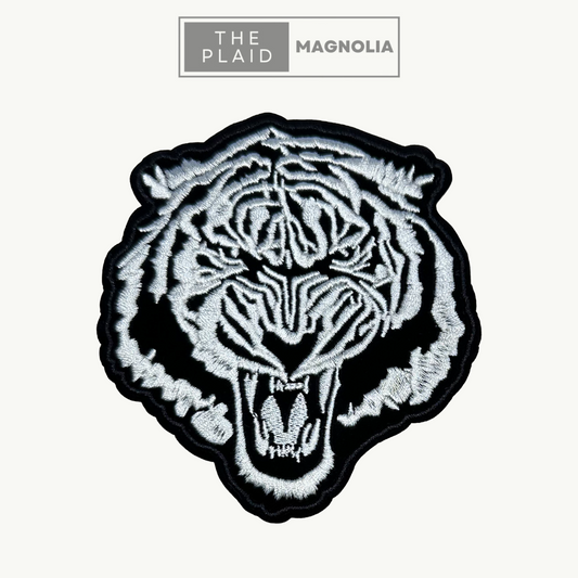 Tiger Head, Black and White - Embroidered Patch