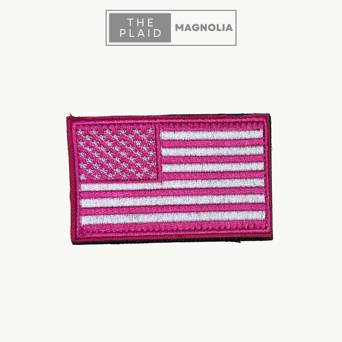 American Flag, Pink - Embroidered Patch with Hook & Loop Backing