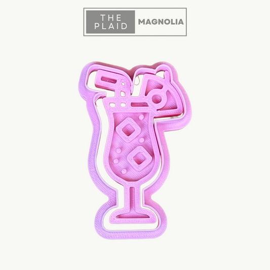 Hurricane Cocktail - Custom 3D Printed Cookie Cutter + Stamp Combo