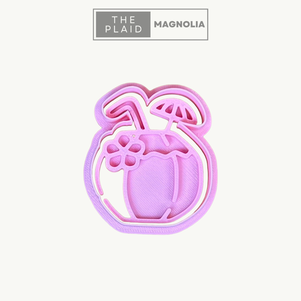 Coconut Cocktail - Custom 3D Printed Cookie Cutter + Stamp Combo
