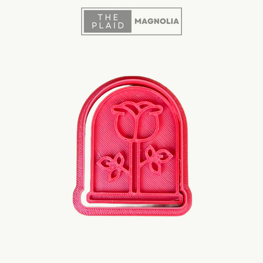 Rose in Cloche - Custom 3D Printed Cookie Cutter + Stamp Combo