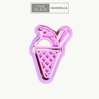 Ice Cream Cone - Custom 3D Printed Cookie Cutter + Stamp Combo
