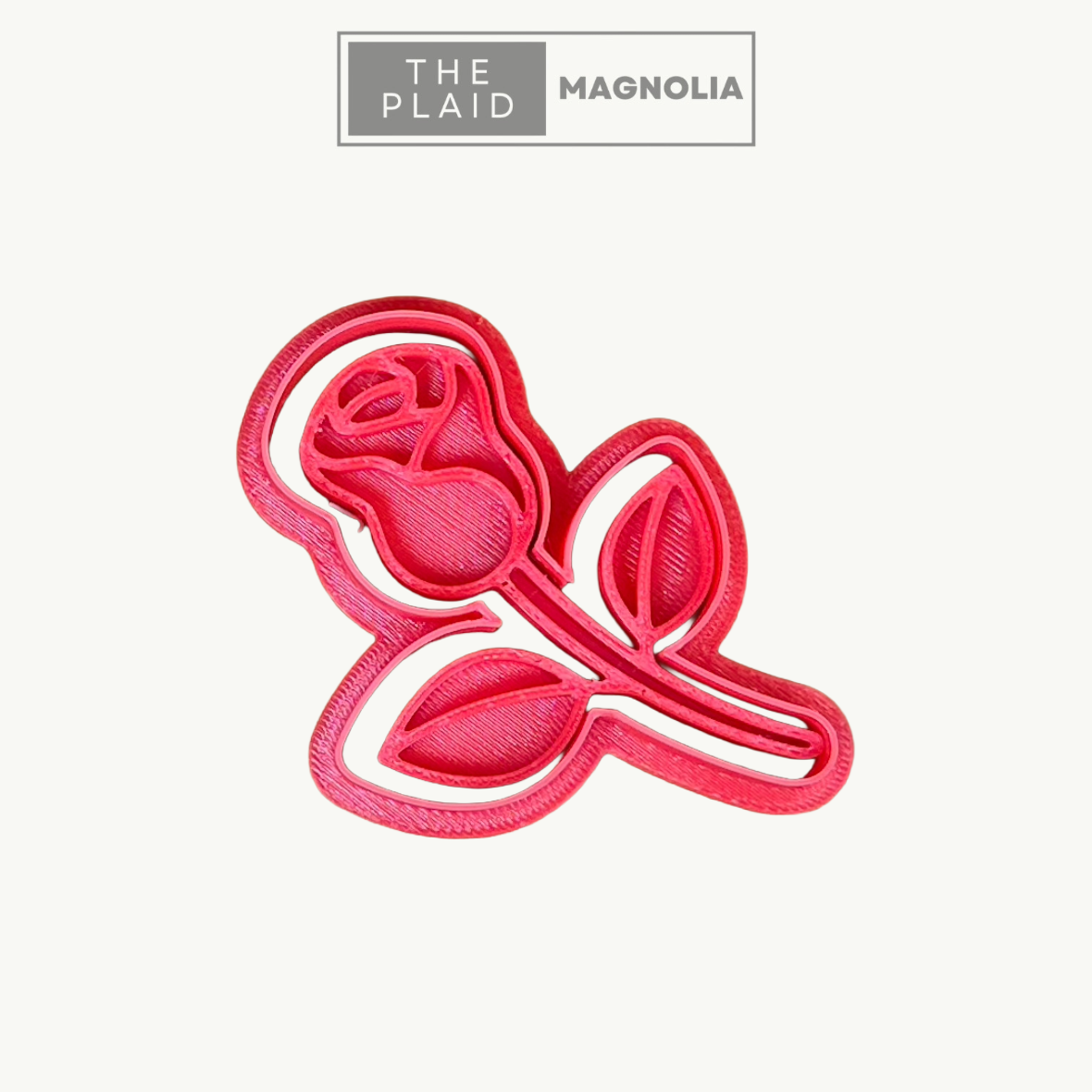Stemmed Rose - Custom 3D Printed Cookie Cutter + Stamp Combo