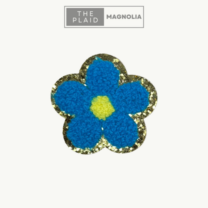 Flower, Blue - Chenille Patch