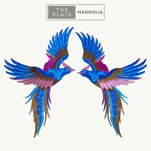 Exotic Blue Birds - Embroidered Patch