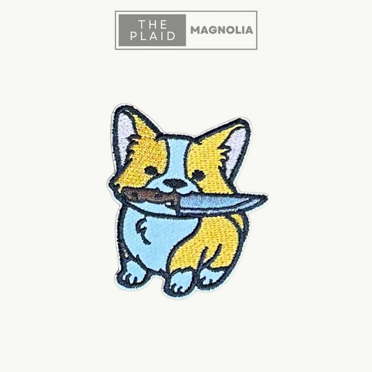Corgi with Knife - Embroidered Patch