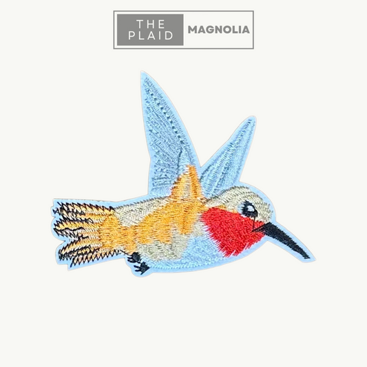 Orange Hummingbird - Embroidered Patch