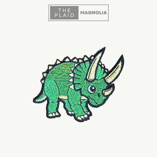 Green Triceratops - Embroidered Patch