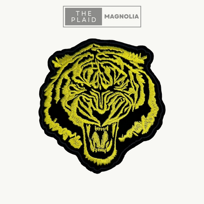 Tiger Head, Black and Yellow - Embroidered Patch