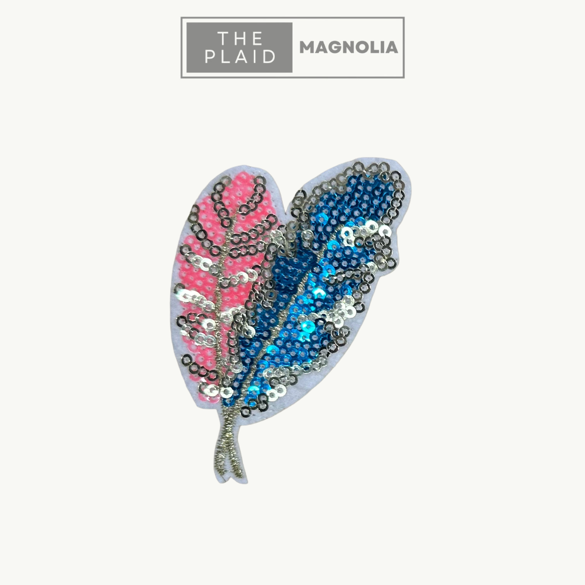 Feathers, Blue and Pink - Sequin Patch