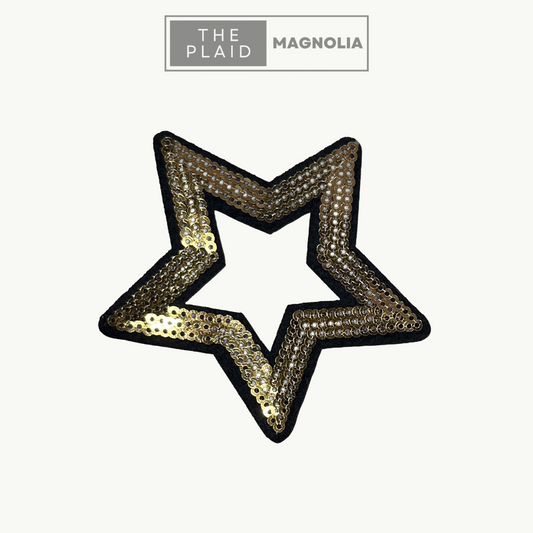 Star, Black and Gold - Sequin Patch
